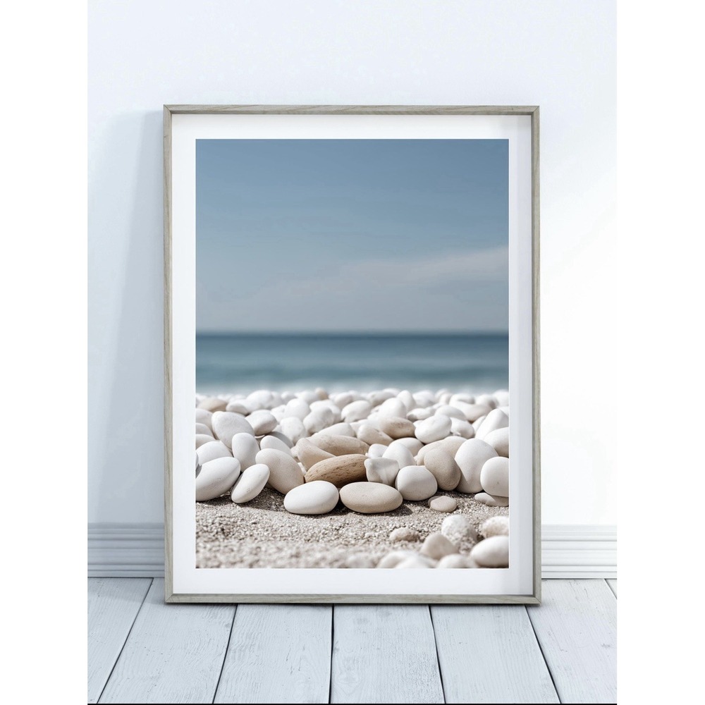Beach Pebbles‎ Wall Art Neutral Coastal Decor Zen 16x20" Matte Poster